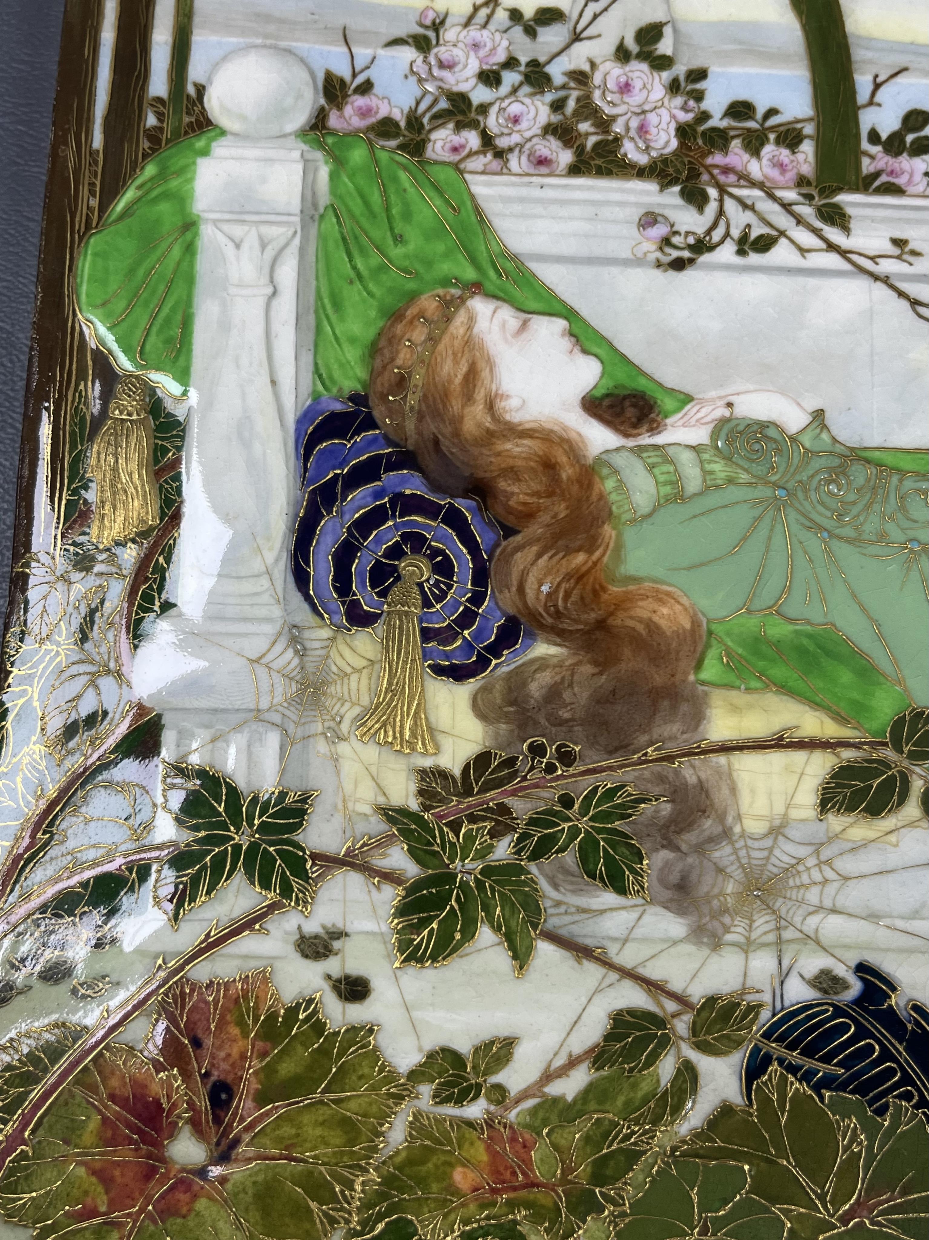 Charles Noke (1858-1941) and William G. Hodkinson (1880-1920) for Royal Doulton: An impressive Pre-Raphaelite style plaque